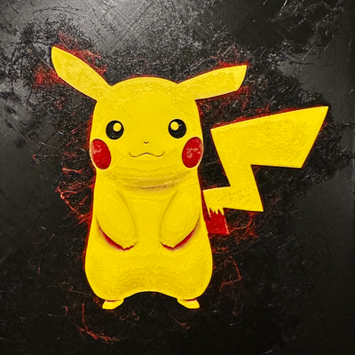 şapka dövmesi pikaçu pokemon 3 renk by deltree3d sanat 2d hf renkli 200mm 3d sanat eseri çerçeve 3dmodel ams yazdır 3d print model - Mito3D