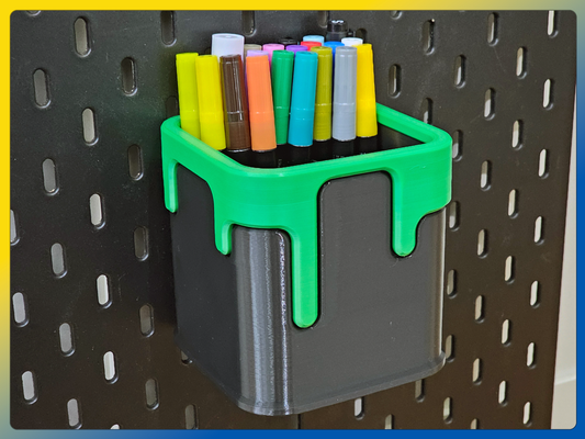 drippy bucket pencil brush holder ikea skadis square no ams remixed by au3d tools organizers ikeaskadis pencilholder brushholder pegboard 3d print model - Mito3D