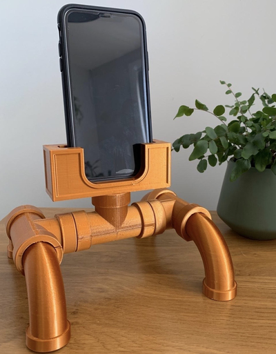 pipe phone holder charger by ik3digital household house models decoration office retro decor old vintage home copper bedroom industrial 3d print model - Mito3D