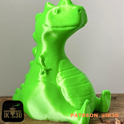 gordito t rex dinosaurio fácil impresión by ik3digital arte esculturas animal lindo figura niños verde tirano saurio grasa tyranosaurus 3d print model - Mito3D