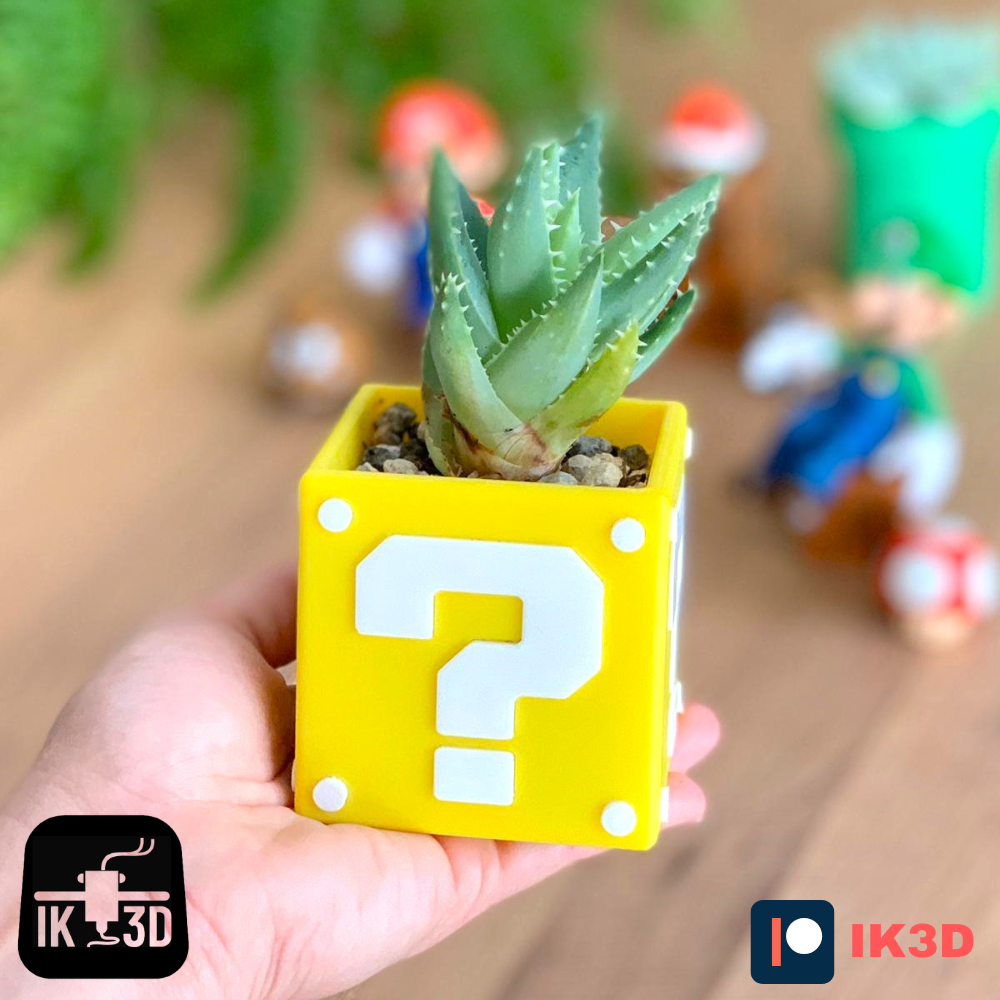 2 color question block super mario bros - multiparts by ik3digital household decor pot office holder pencil nintendo planter multi succulent cute joycon movie supermario parts luigi drainage marioblock 3D print model - Mito3D