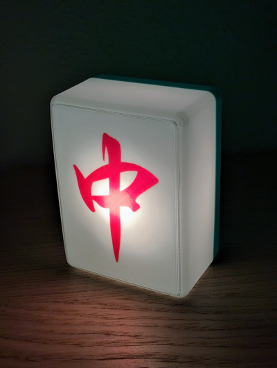 mahjong vermelho dragão zhong centro telha luz caixa cama luminária by g w casa decoração majiang vá frente conduziu faixa 3d print model - Mito3D