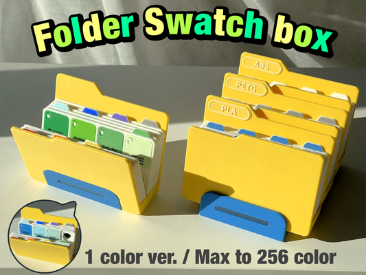 folder filament swatch box- makerlab by chameko 3d printer accessories sample swatches box organizer fun table color bambu 3d print model - Mito3D