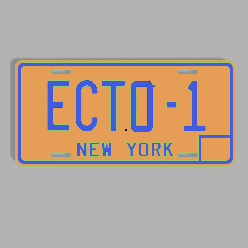 ghostbusters ecto-1 license plate by sykotik props & cosplays ecto 1 80's movies peter venkman ray stantz egon spengler bill murray frozen kingdom afterlife movie prop 3D print model - Mito3D