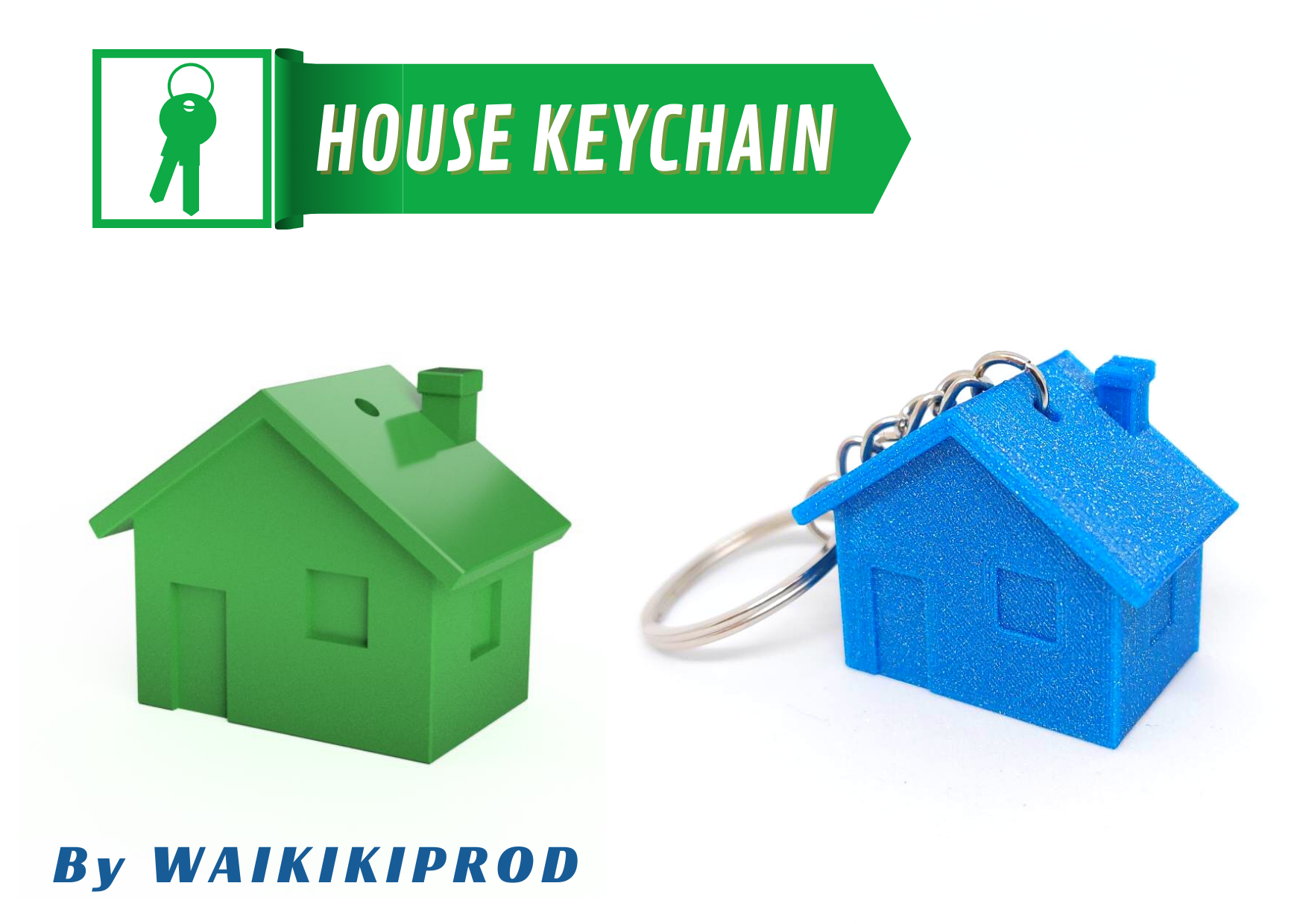 house keychain by waikikiprod tools gadgets key keychains 3dkeychain 3dkeychains personalized maison personalizedkeychain housekey casa porteclefs portecle housekeychain 3D print model - Mito3D