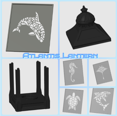 atlantis lanterna by scott 3d casa festividades oceano mar peixe luminária luz deco decoração tartaruga tubarão arraia golfinho feriado festival diversão iluminação magia sereia vela mofo estátua animal 3d print model - Mito3D