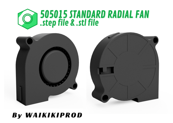 5015 radial fan - 3d model conception step & stl files remixed by waikikiprod hobby diy electronics upgrade hotend cooling 3dprinter parts standard turbo blower printerupgrade 3dprinterparts upgrades reference 5015fanduct coolingfan radialfan pieces radialfanduct 5015blower stp turbofan 5015blowerfan referencemodel 3dprinterfan standardstep 3d print model - Mito3D