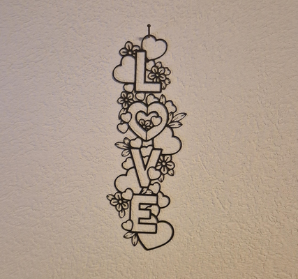 wall art love-letters hearts flowers by palumbus 2d love heart flower tattoo decor 3d print model - Mito3D