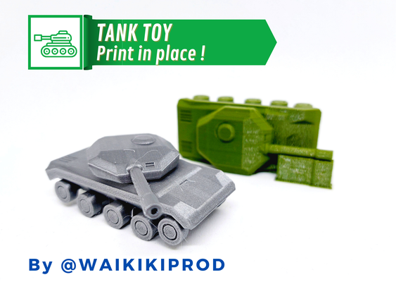 tank toy - print in place by waikikiprod toys & games tiny test war vehicles benchmark gift wargaming printinplace military vehicle stresstest 3dprintertest tanks militarymodel worldoftanks militaryproject armouredvehicle militaryvehicle wargameminiature militaire nosupport benchy 3d print model - Mito3D