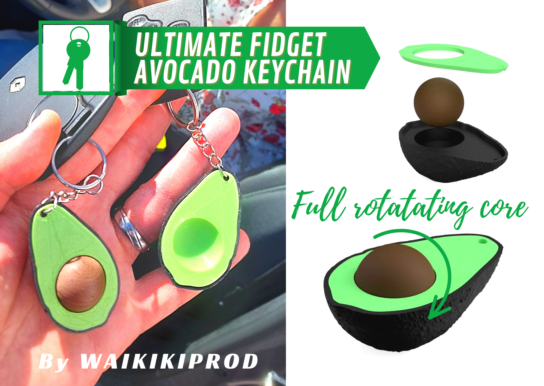 ultimate fidget avocado keychain by waikikiprod tools gadgets decoration deco cute fidgettoy fun gadget keyholder fidgetspinner key keyring fidgethandspinner fidgetspinners keychains 3dkeychain 3dkeychains gyroscopekeychain fidgeter personalizedkeychain fidgetdesktoy avocadokeychain avocados keychainavocado keychai 3D print model - Mito3D