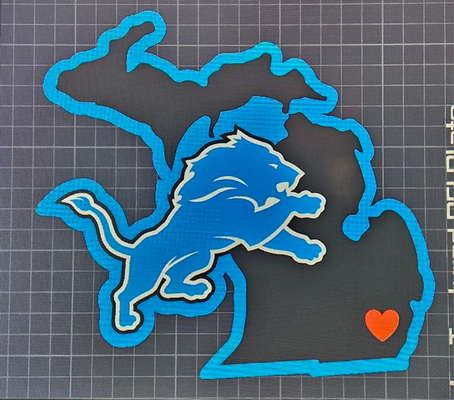 detroit leones corazón of llavero by brujo pasatiempo bricolaje diy deporte aire libre michigan nfl 3d print model - Mito3D