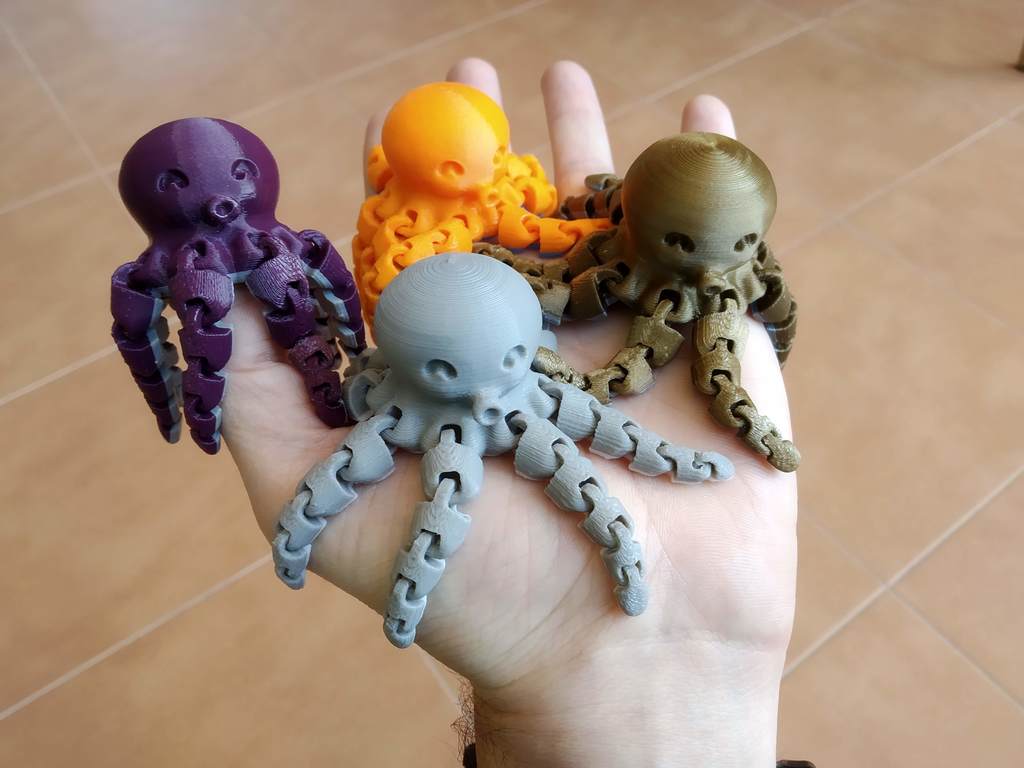 cute mini octopus by mcgybeer toys & games articulated flexible thingiverse cuteoctopus tentacle tentacles 3D print model - Mito3D