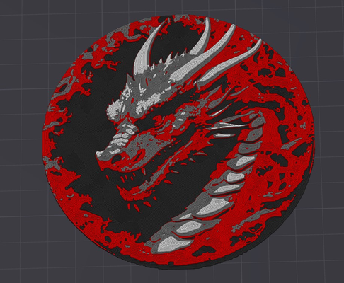 dragoncoaster hueforged by ptesza art coin & badges dragon chinease year coaster ai hue forge 3d print model - Mito3D