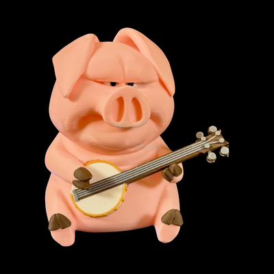 carina banjo maiale by romwba3d arte sculture gruppo musicale rosa musica romwba originale maialino 3d print model - Mito3D