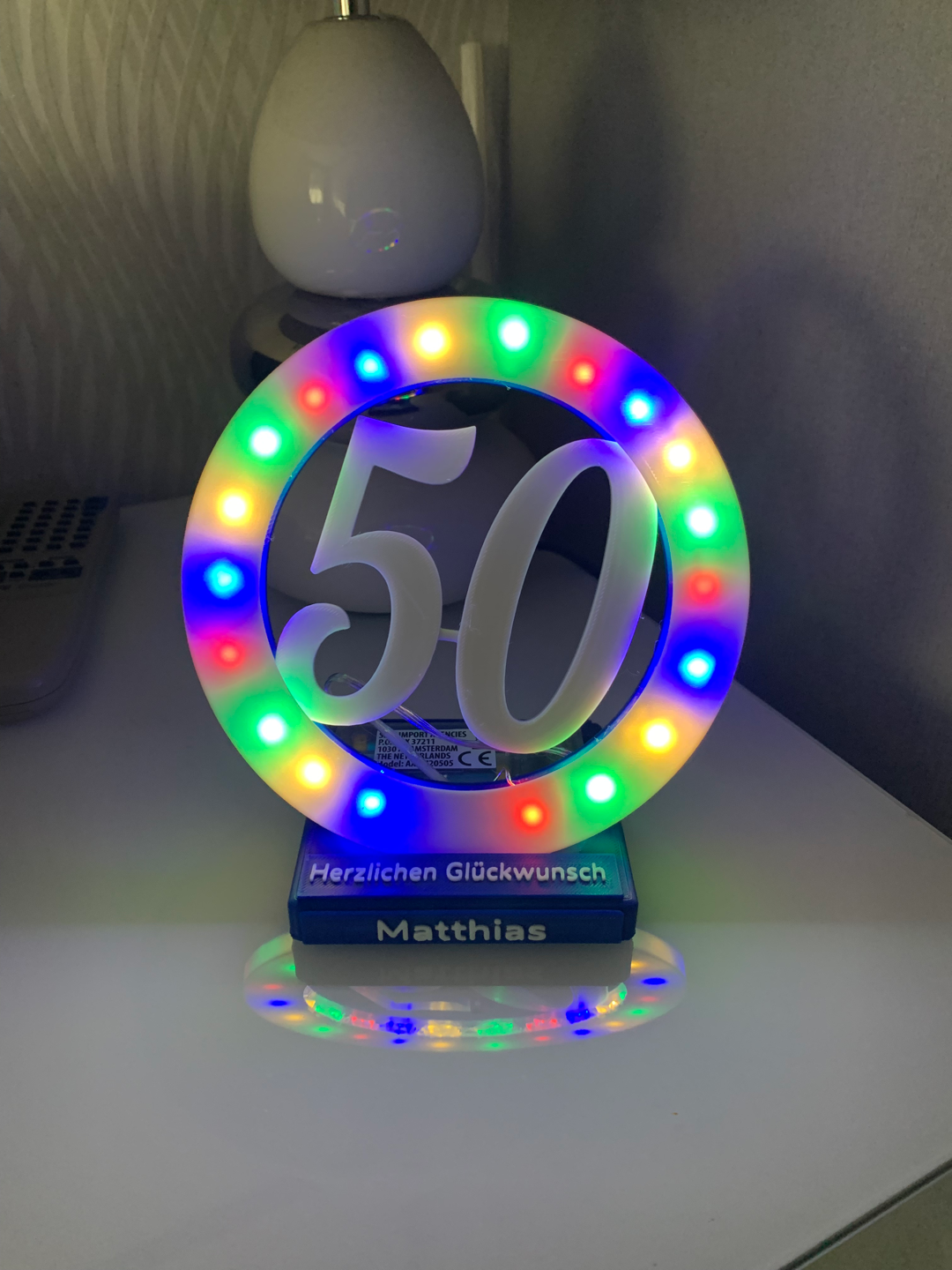 conduziu luz 50th aniversário carpinteiros 50 by eric willms arte sinais logotipos geschenk presente festa 3D print model - Mito3D