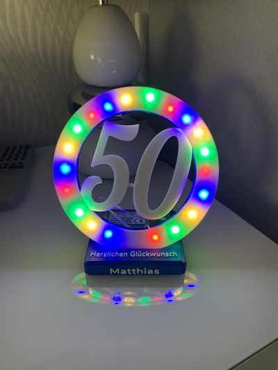 led lumière 50th anniversaire charpentiers 50 by eric willms art panneaux logos geschenk cadeau fête 3d print model - Mito3D