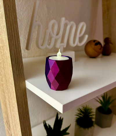 poly tealight candle holder by lukasduus household decor decoration decorations light led fire cozy lowpoly shelf vase 3d print model - Mito3D