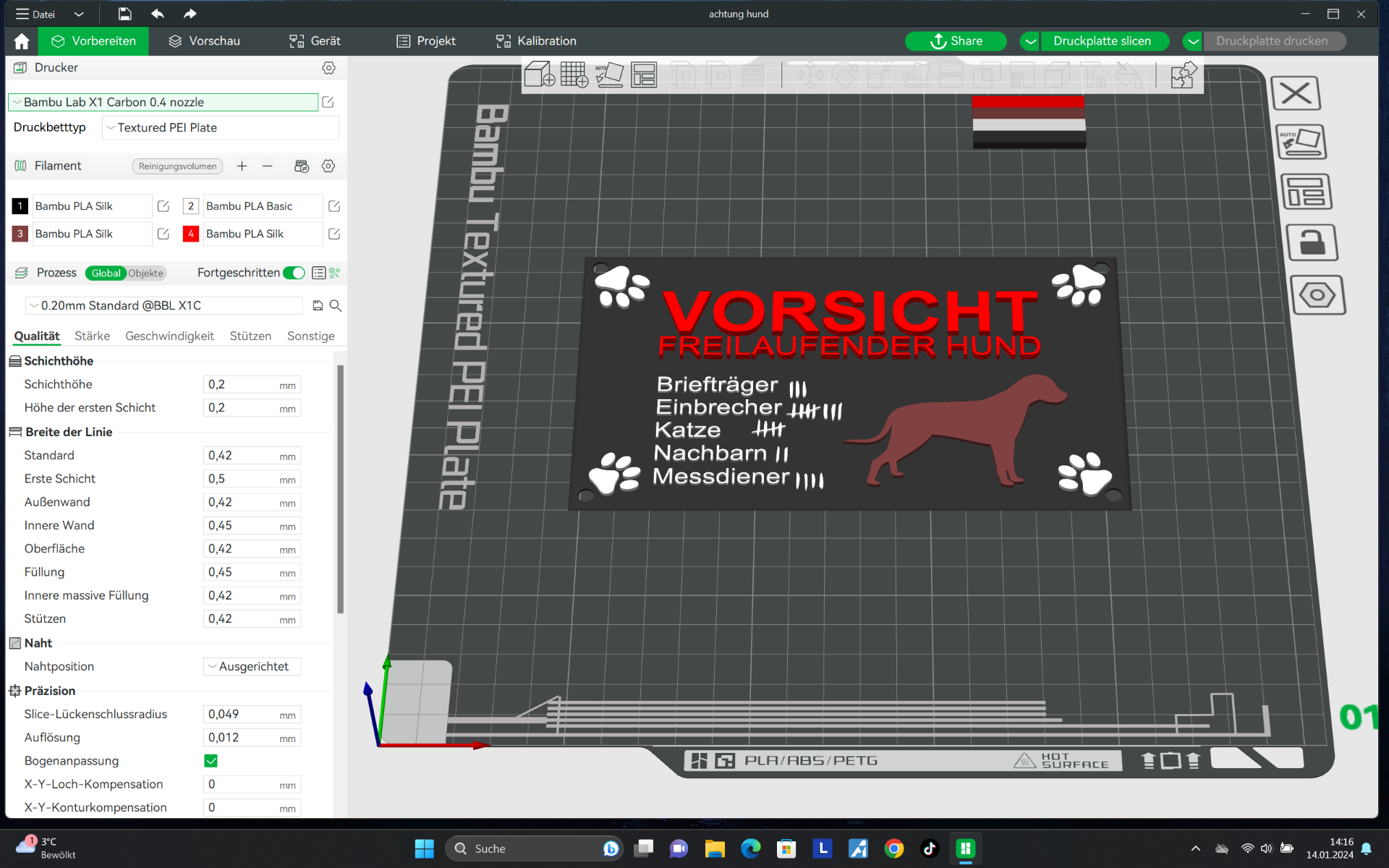 schild achtung hund by krissy ttzzz art 2d dog shield 3D print model - Mito3D