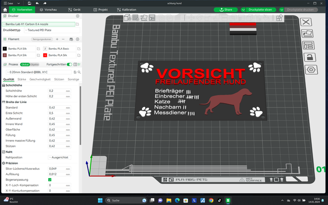 schild achtung hund by krissy ttzz kunst 2d hund schild 3d print model - Mito3D