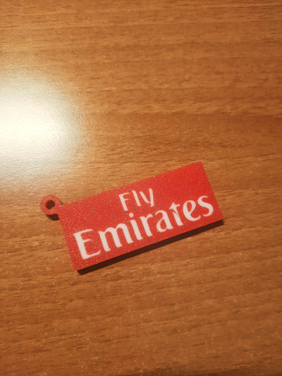 volar emiratos logo llavero by luke leek 98 arte señales logos llaveros vuele avión aerolínea aerobús a380 boeing empresa uae 3d print model - Mito3D