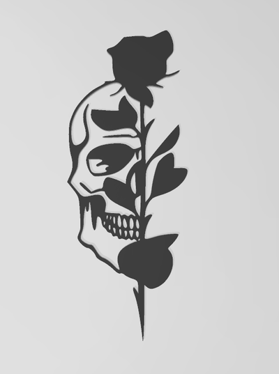 skull&rose 2d wall art by orangess wallart 2dart 2dwall walldecor decor hang mount decoration house home 2024 skull rose decorative ozdoba na zed stenu 3d print model - Mito3D