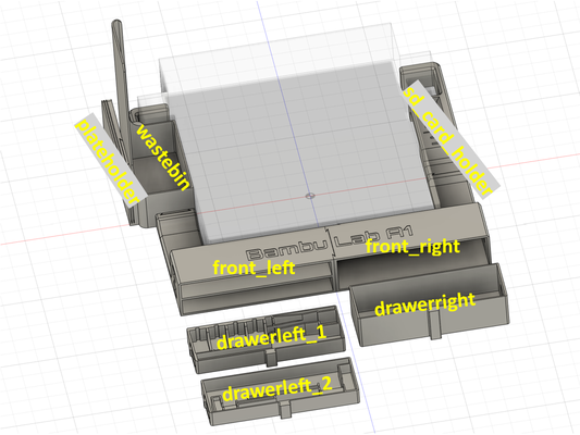 bambulab a1 aio lager system schubladen abfall behälter poop eimer teller halter unterstützung sd card by nachtschatten 3d drucker zubehör schublade abfalleimer karte 3d print model - Mito3D