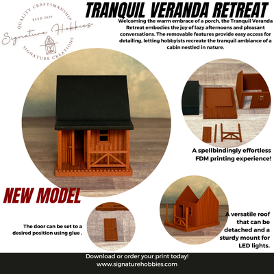 tranquil veranda retreat by signaturehobbies toys & games scale railroad building scenery resin scalemodel modelrailroad hoscale modelbuilding fdm hoscaletrain modelhouse 3d print model - Mito3D