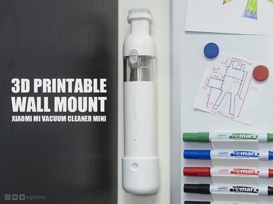 wall mount - xiaomi vacuum cleaner mini by agepbiz household house models wallmount vacuumcleaner 3d print model - Mito3D