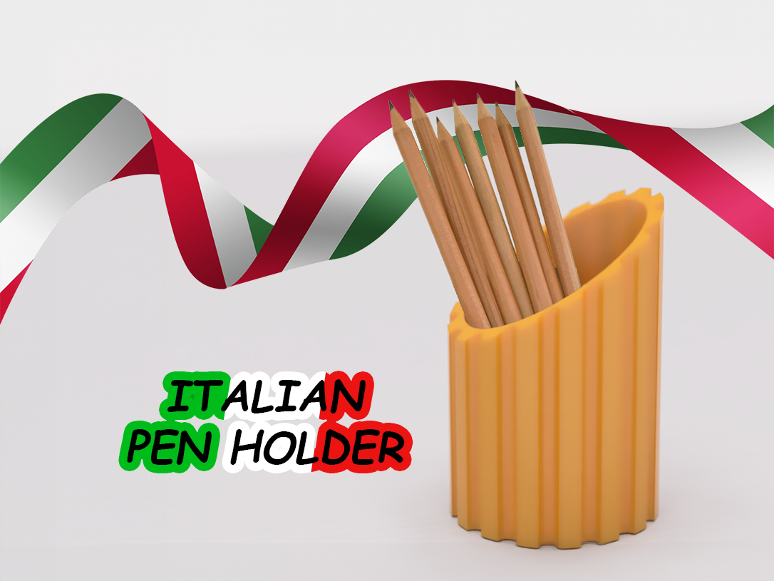 italien pâtes stylo titulaire soutien by valeria momo mattia ménage bureau organisateur bureau accessoires décor conception moderne roma bologne italie italie pizza mandoline porte plume crayons crayon oficina 3D print model - Mito3D