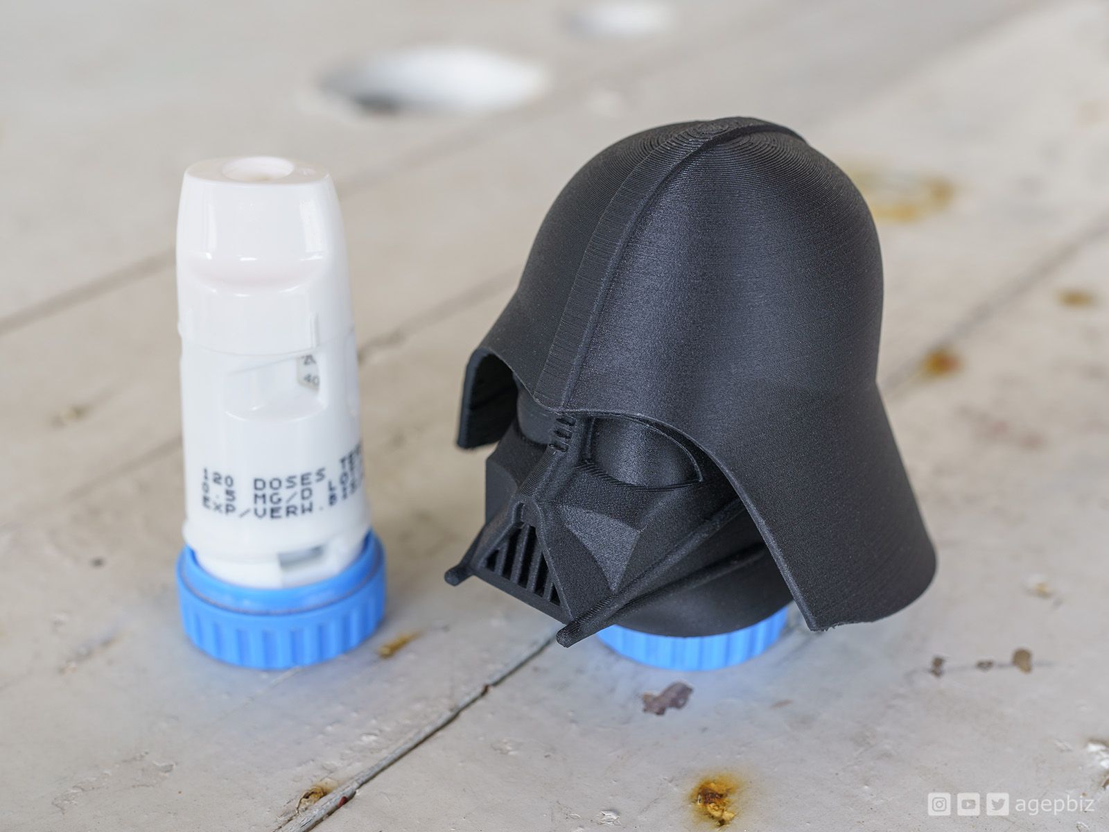 darth inhaler özelleştirilmiş astım vader by agepbiz araçlar gadget'lar yıldız savaşları şeytani darthvader ilacı 3D print model - Mito3D