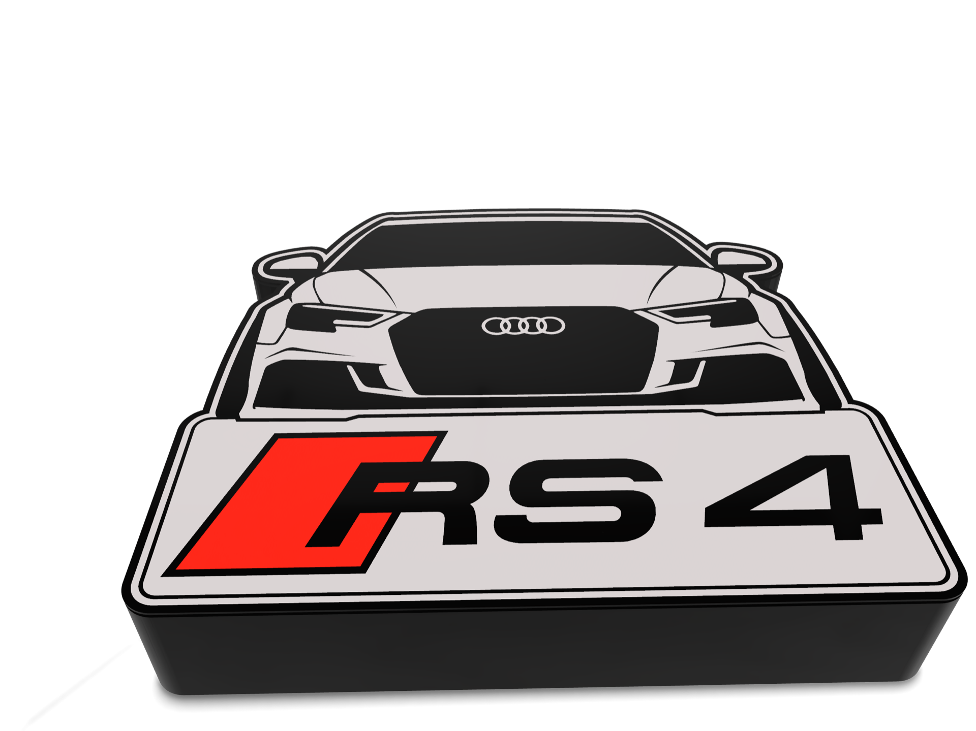 rs4 by vitormhs arte segni loghi luminaria lightbox audi guidato logo 3D print model - Mito3D