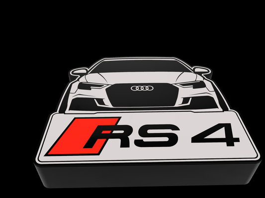 rs4 by vitormhs sanat işaretler logolar luminaria hafif kutu audi led logo 3d print model - Mito3D