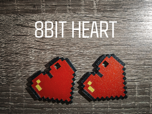 8-bit - heart keychain by concluzion art 2d 8 bit valentine day valentiensday love ams 3d print model - Mito3D