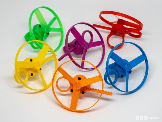 pull copter finger ring by agepbiz toys & games flying pullcopter 3d print model - Mito3D