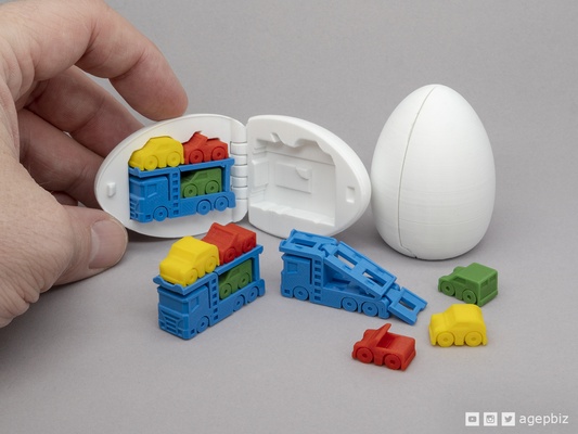 surprise egg 7 - tiny car carrier by agepbiz hobby & diy vehicles toy benchmark gift printinplace truck easter easteregg collectible thingiverse cars kinderegg stockingstuffer stresstest carcarrier 3d print model - Mito3D