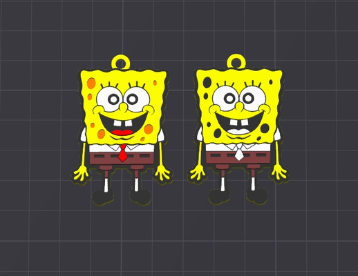 cartoon characters-spongebob keychain necklace charm free commercial by dominator334 fashion jewelry key ring chain rings chains keyring keyrings keychains cute spongebobsquarepants sponge bob square pants accessories accessory design kid kids kidstoy kidstoys friendly charms child children necklaces pendant pendent ams ready boy girl boys girls gift gifts happy 3d print model - Mito3D