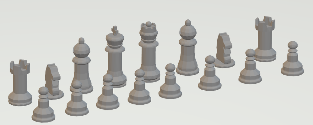 simple chess set by jh design hobby & diy pieces chessset pawn rook bishop king knight queen schach schachfiguren 3d print model - Mito3D