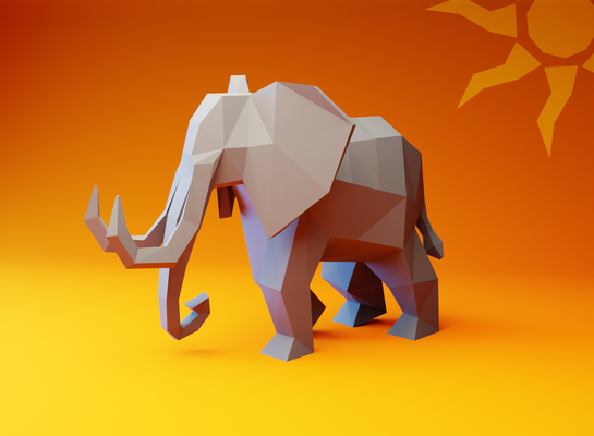 poly l'éléphant by singezav art sculptures lowpoly animal 3d print model - Mito3D