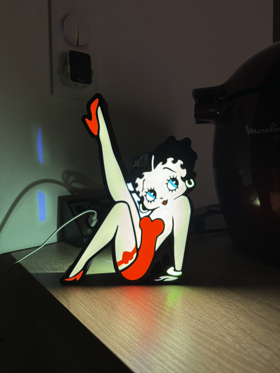 lámpara ligero betty boop caja led boite luminoso by guillaume76620 arte modelos bettyboop lumiere 3D print model - Mito3D