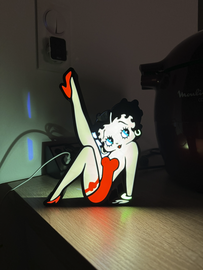 lampada luce betty boop scatola guidato boite luminoso by guillaume76620 arte modelli lampe bettyboop lumiere 3d print model - Mito3D