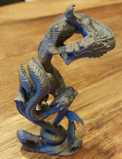 two dragons on wave by piersonnico miniatures animals dragon 2024 3d print sculture 3d print model - Mito3D