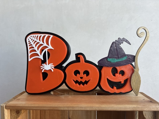 halloween boo zeichen by mef designs haushalt dekor halloweendecor gruseliges wohnkultur dekoration 3d print model - Mito3D