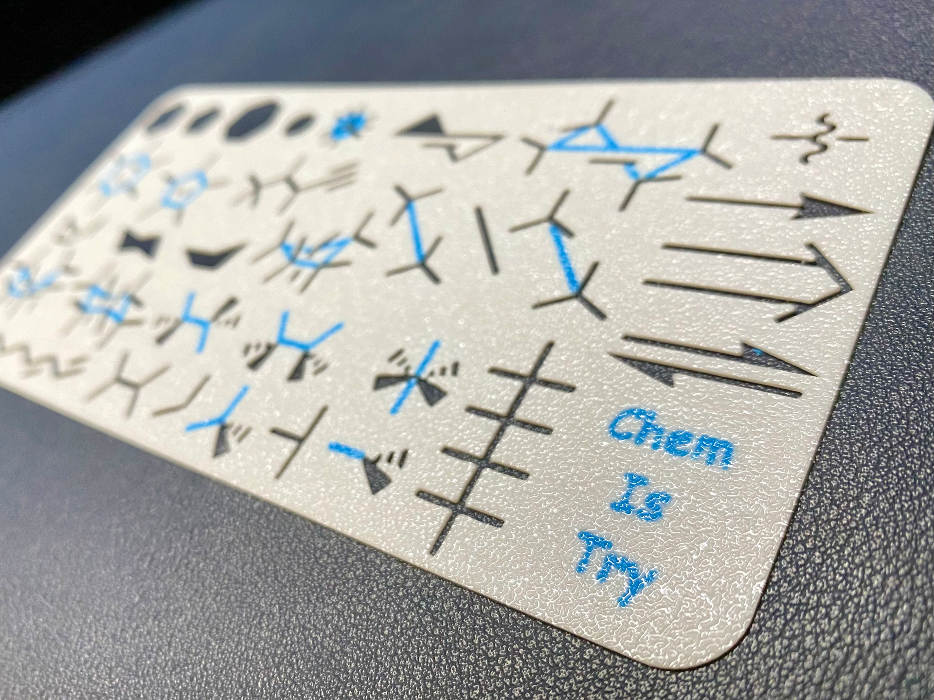 organic chemistry stencil - molecules drawing tool by etw 3dp education stem organicchemistry template learning aid bookmark molecule educational stationery science supplies ruler gadget study 3D print model - Mito3D