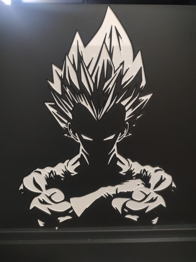 vegeta silueta esfera dragón pared arte by seal0567 2d continuar pelota retrato forja sombreros cuadro imagen 3d print model - Mito3D