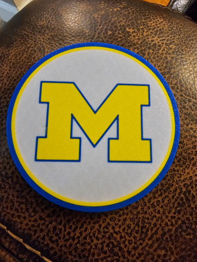 university of michigan - block m coasters by bogey14 art signs & logos universtiy coaster 3d print model - Mito3D