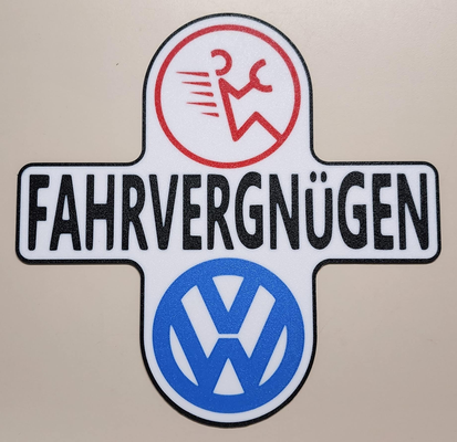 vw plaisir conduire mur signe by brianstan art panneaux logos volkswagen vdub das auto logo 3d print model - Mito3D