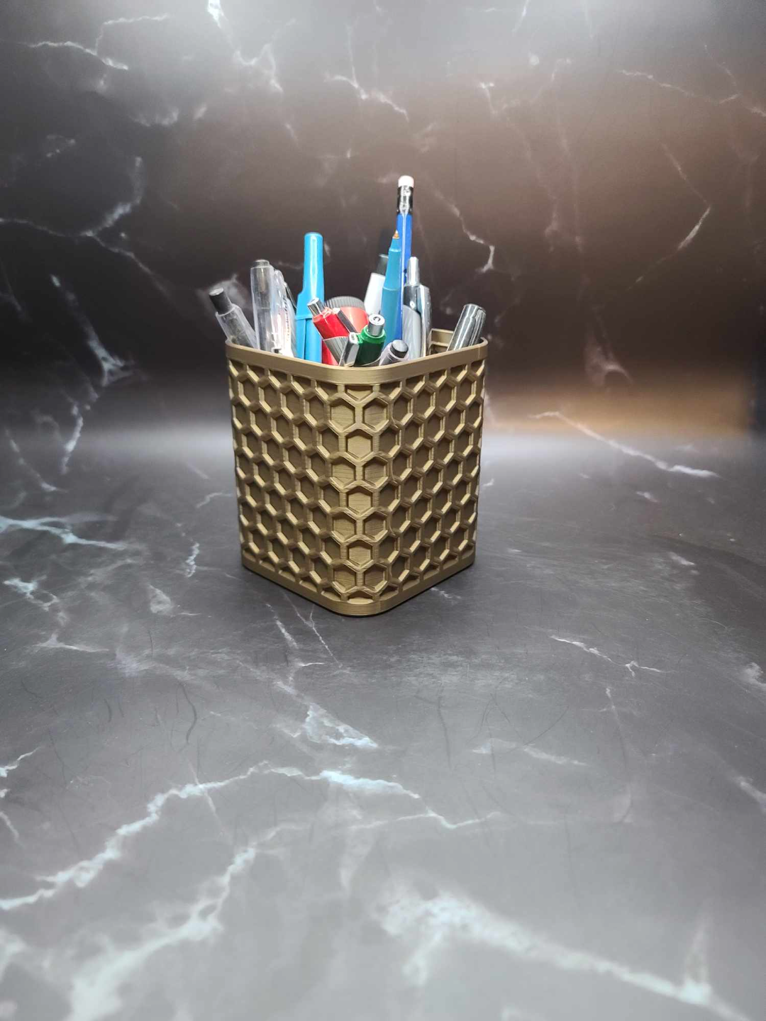 kenny's catch-all pot by zipzapprint household office pencil box crayon desk orgainizer hex hexagon organizer flower vase mode honeycomb james webb 3D print model - Mito3D