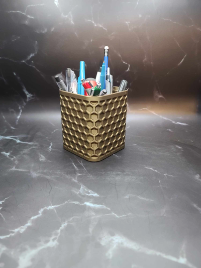 kenny's catch-all pot by zipzapprint household office pencil box crayon desk orgainizer hex hexagon organizer flower vase mode honeycomb james webb 3d print model - Mito3D