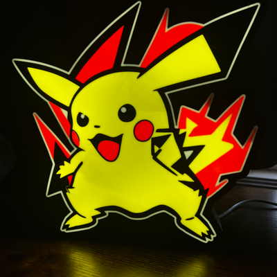 pikachu relâmpago caixa luz by marky3d arte sinais logotipos pokémon luzes placa desenho animado 3d print model - Mito3D