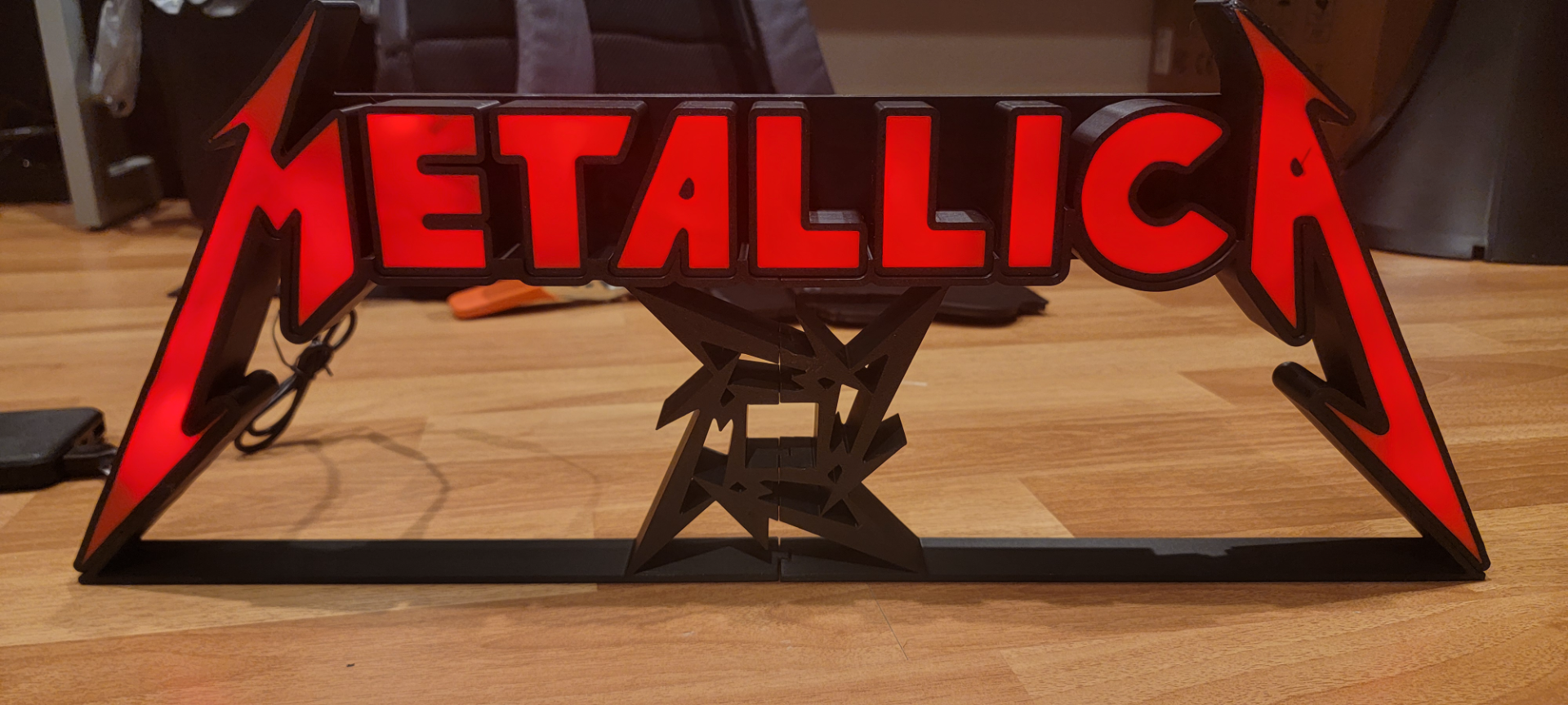 large metallica light box by cruizincris2006 generative 3d model my sign matters enter sandman master of puppets one fade to black bell tolls whiskey in jar seek destroy unforgiven i roam sad true day comes fuel turn home mama kirk moth a flame 3D print model - Mito3D